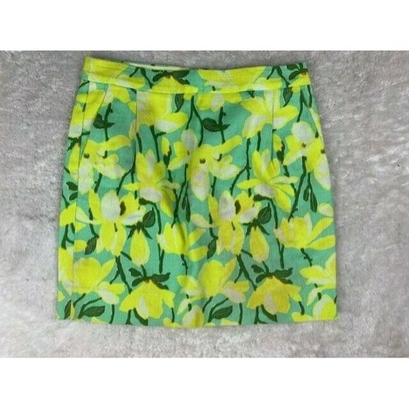 J Crew Size 2 Womens Skirt Short Back Zip Lined Cotton Floral Print - Picture 1 of 3